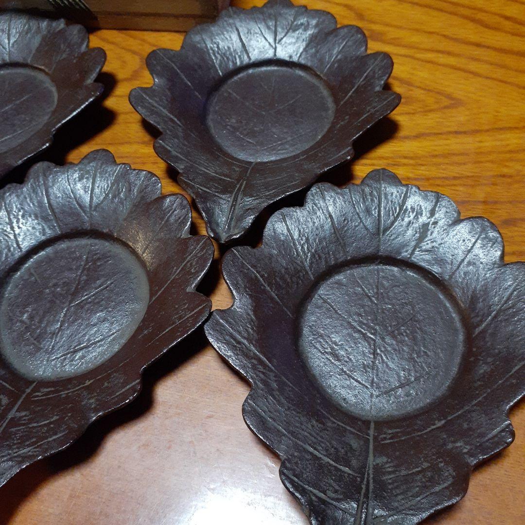 阿古耶堂造　伝統工芸品　茶托　柏　茶道具　葉型