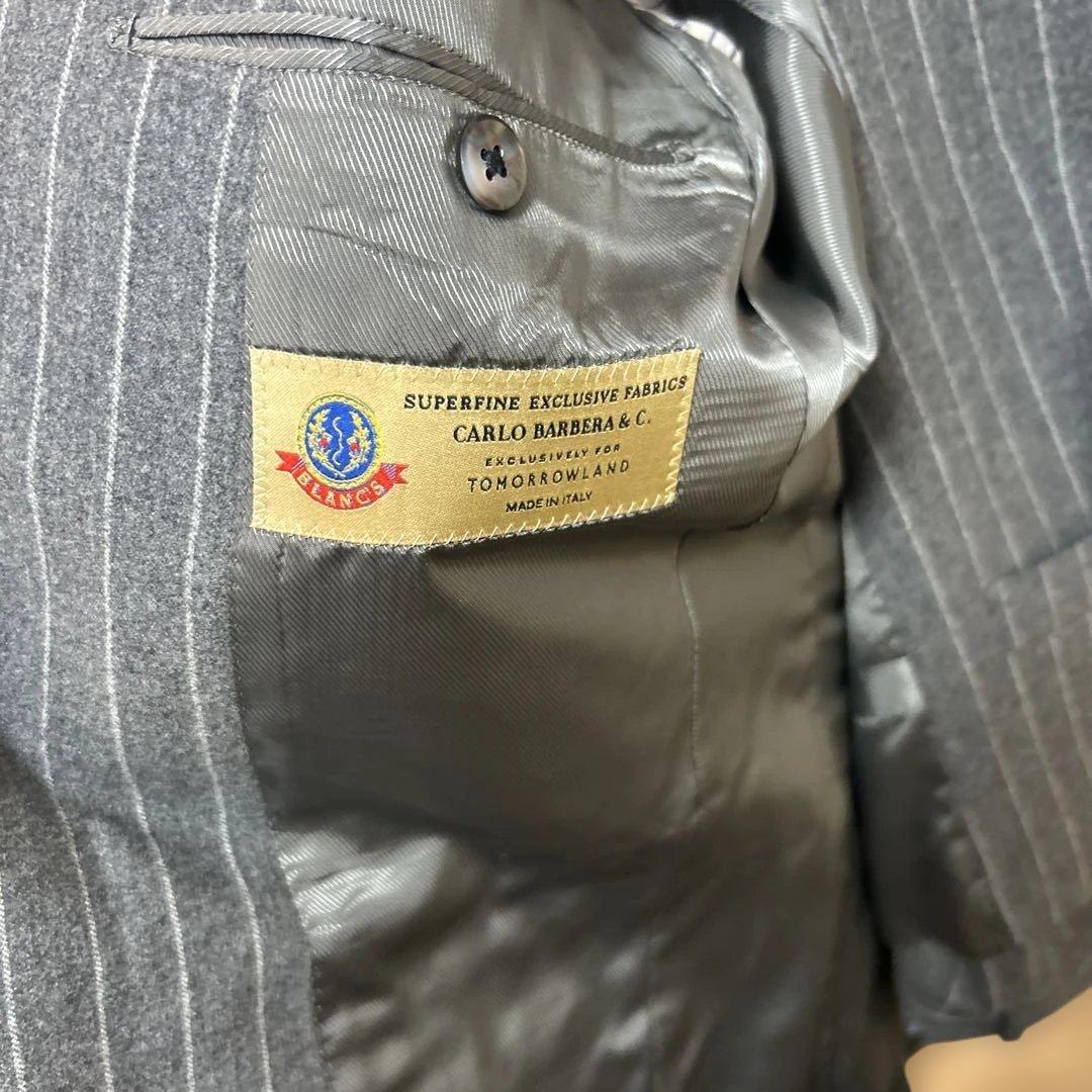 トゥモローランド　グレー ストライプ ビジネススーツ　ベスト付き