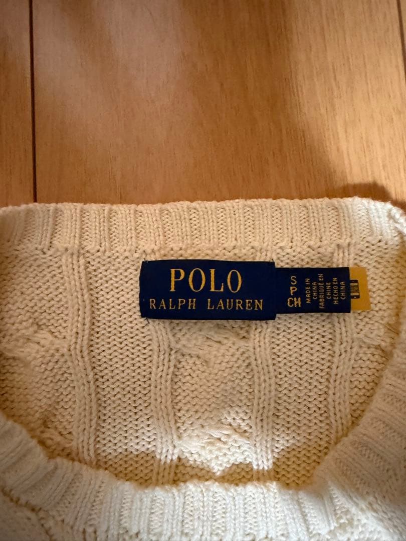 ポロ　ラルフローレン　ケーブルニット　ホワイト　S 今期モデル