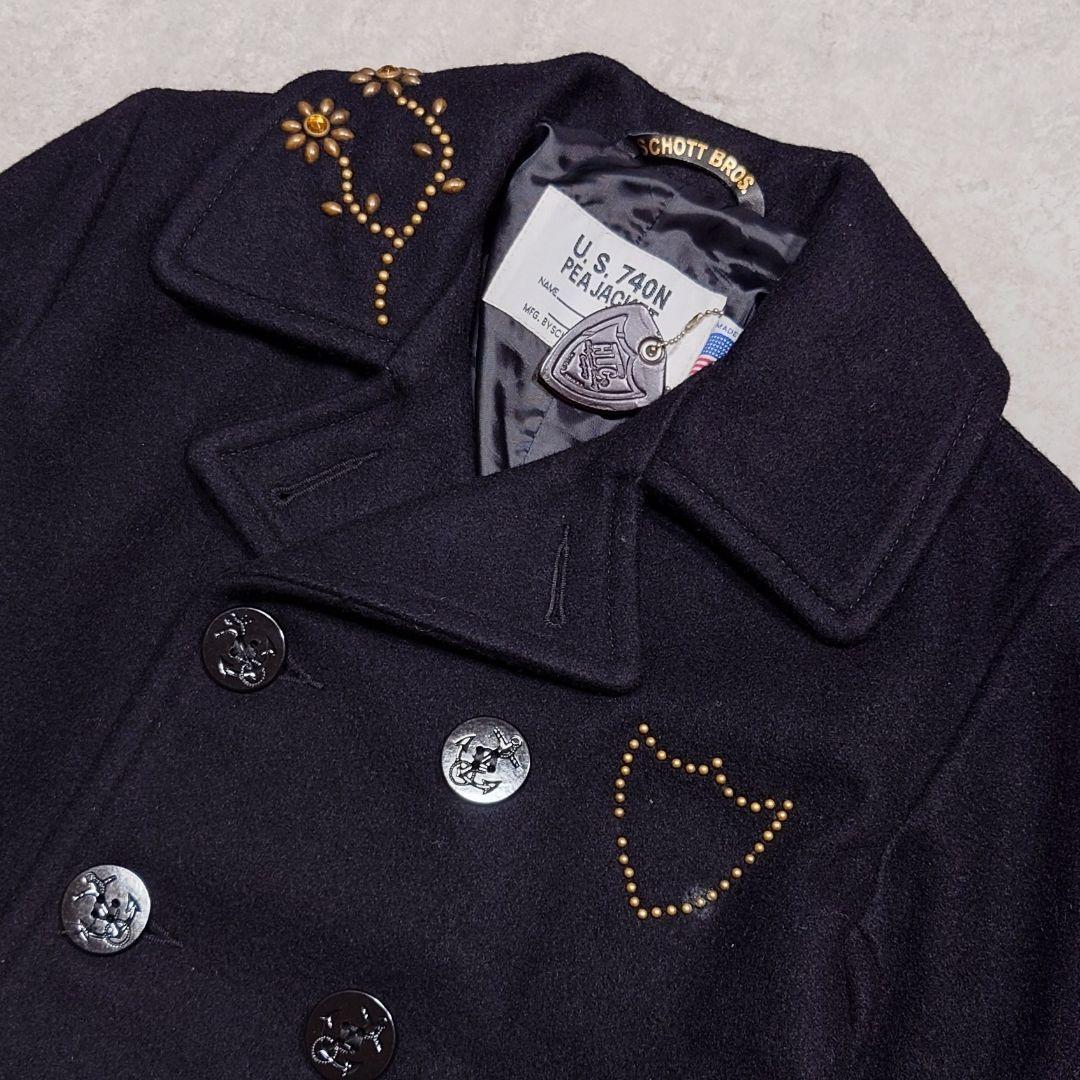 SCHOTT HTC フラワースタッズウールコート USA製 34