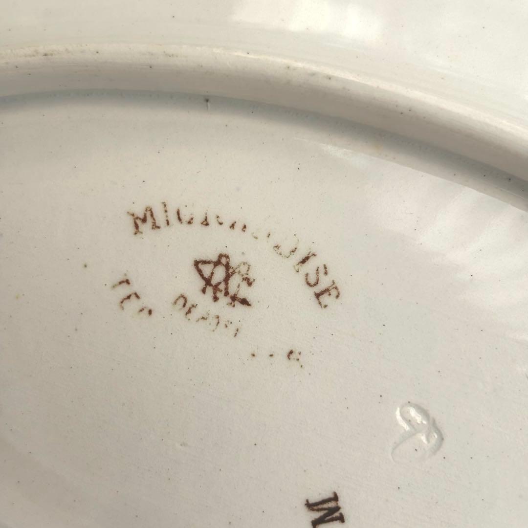 フランスアンティーク クレイユモントロー ブラウンの花模様が美しいラヴィエ