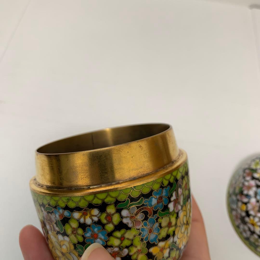 中国　景泰藍萬花棗　有線七宝