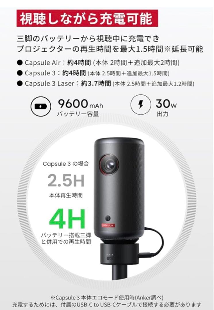 NEBULA 公式　バッテリー　搭載　三脚スタンド