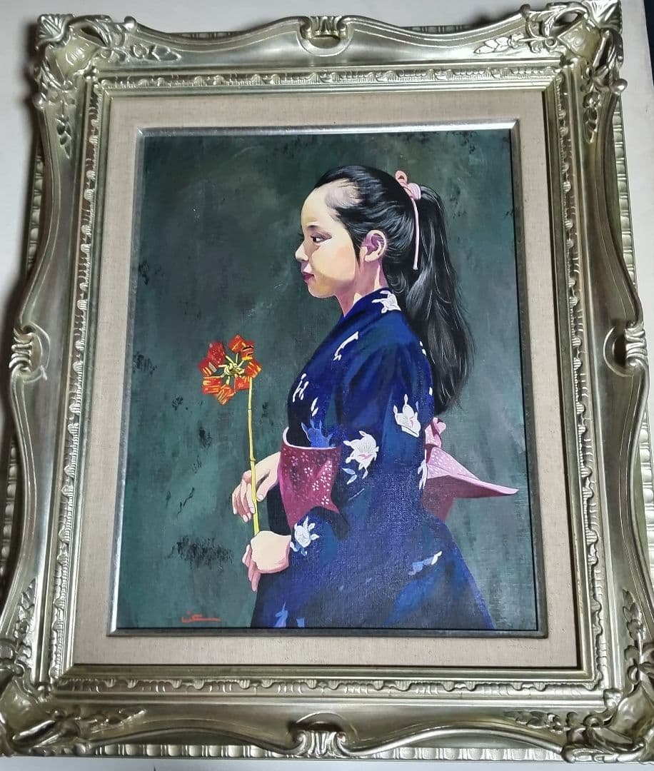 清水悦男、絵画、油彩画6F、美人画、舞風、高級額縁、肉筆、高塚省吾、宮永岳彦。