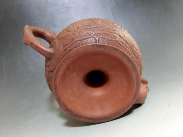 水注■朱泥水注 桃実壺 水次 人物絵 桃型 急須 水滴 古玩 唐物 中国骨董品■