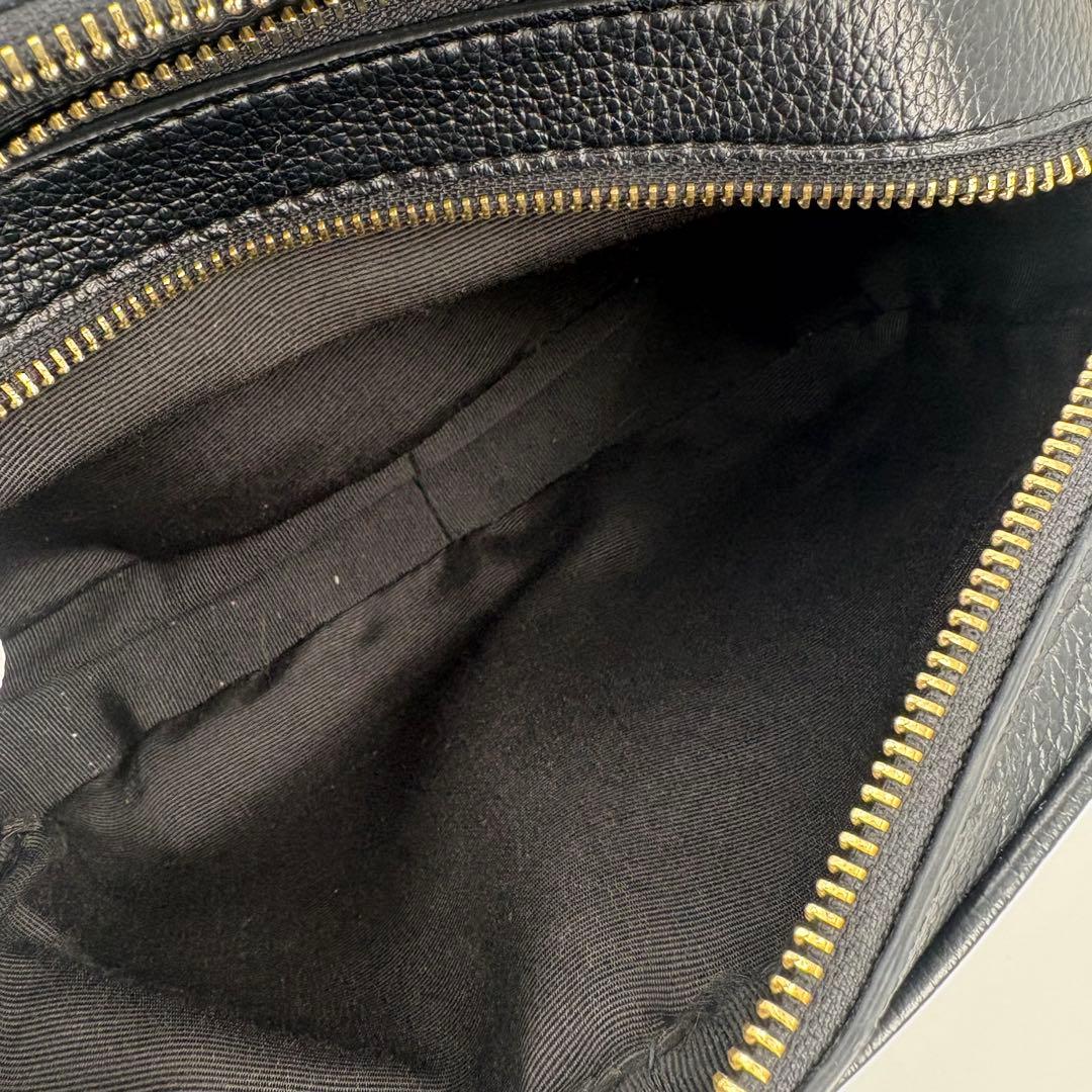 美品　コーチ ショルダーバッグ カメラバッグ ダブルジップ 黒レザー 921