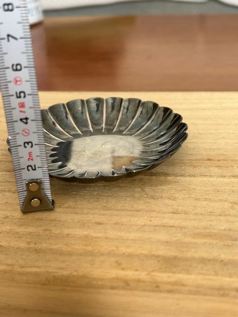 純銀　菊形銀茶器小皿 K.UYEDA銀製950 STERLING37g