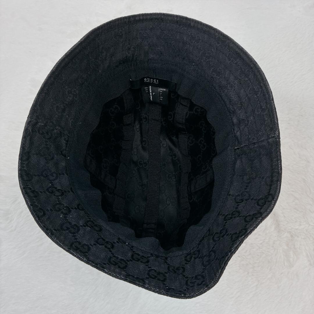 【美品】GUCCI グッチ バケットハット GG柄 キャンバス ブラック L