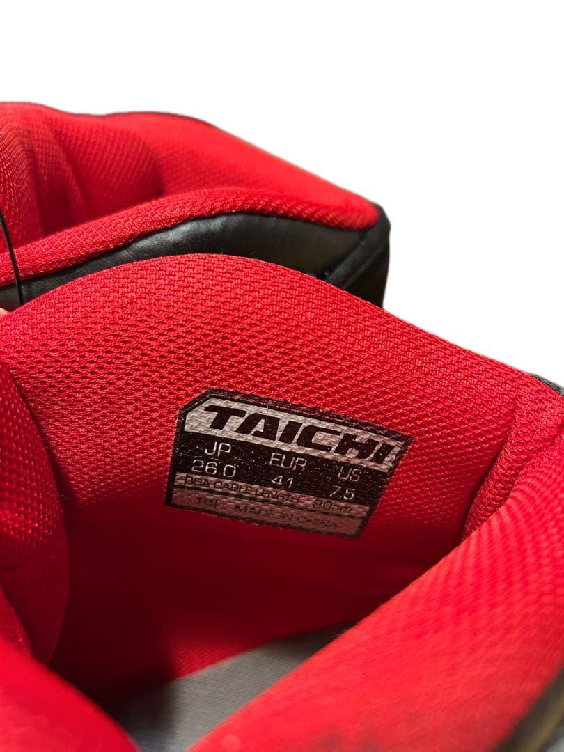 TAICHI バイク用靴 ブラック/レッド　ライディングシューズ　26cm