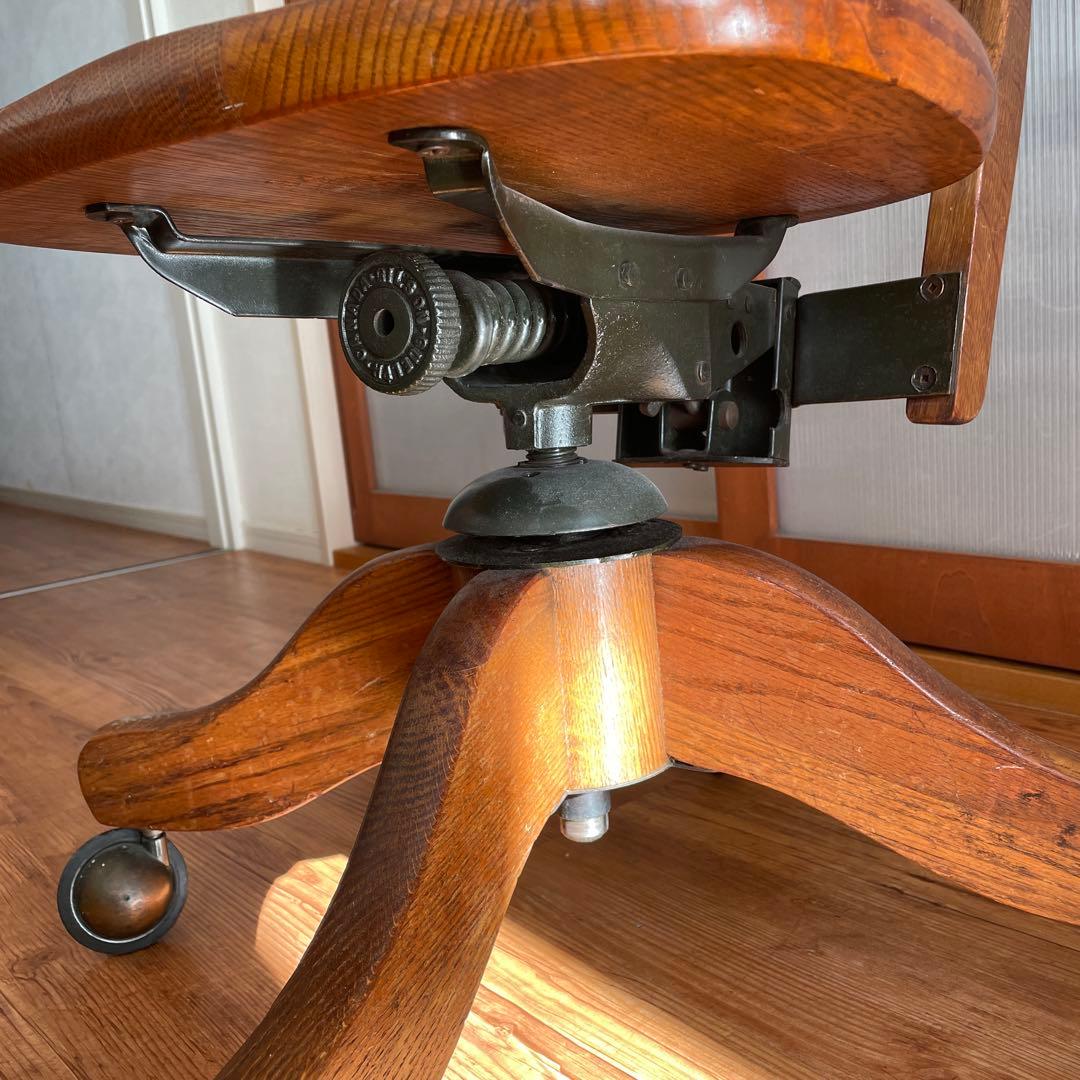 アンティーク　木製回転式デスクチェア