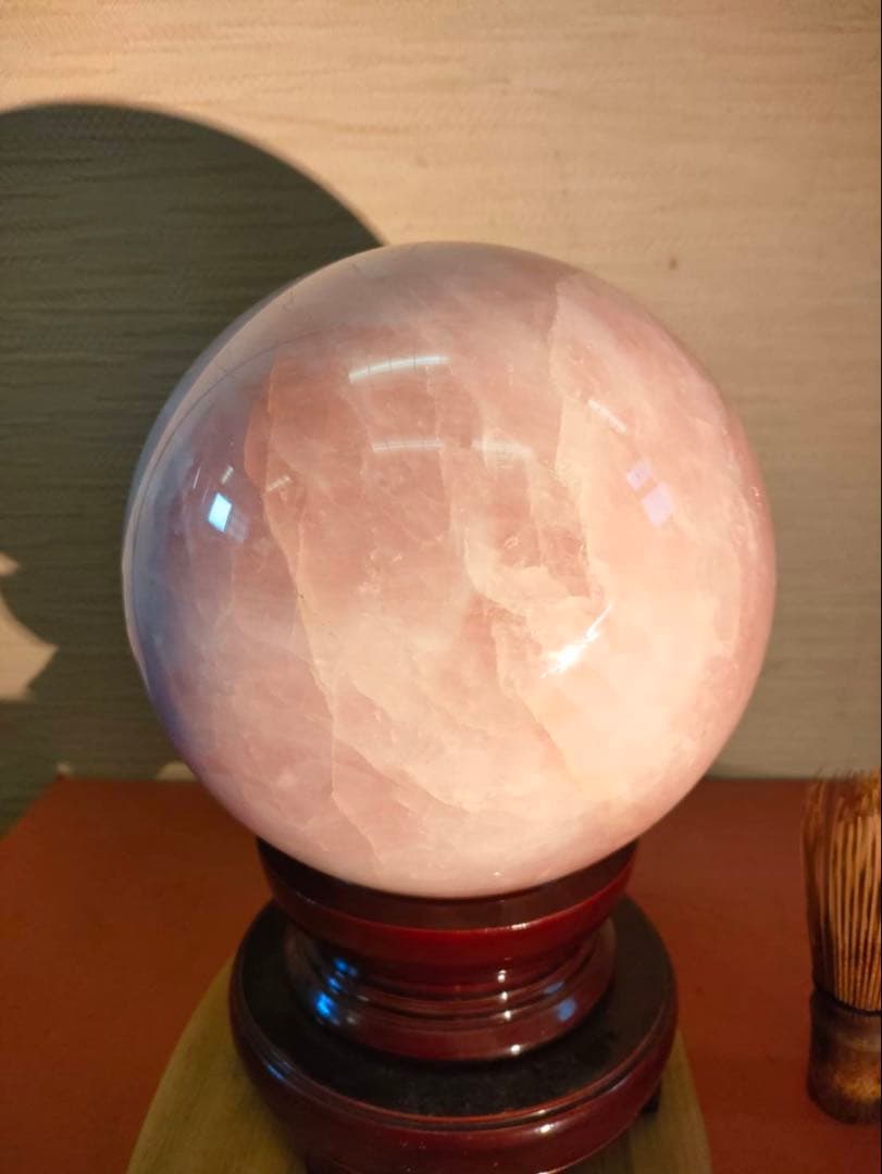 天然石 ルージュジェイド ルージュ翡翠 大玉置物台付 直径18㎝ 9kg 縁起物