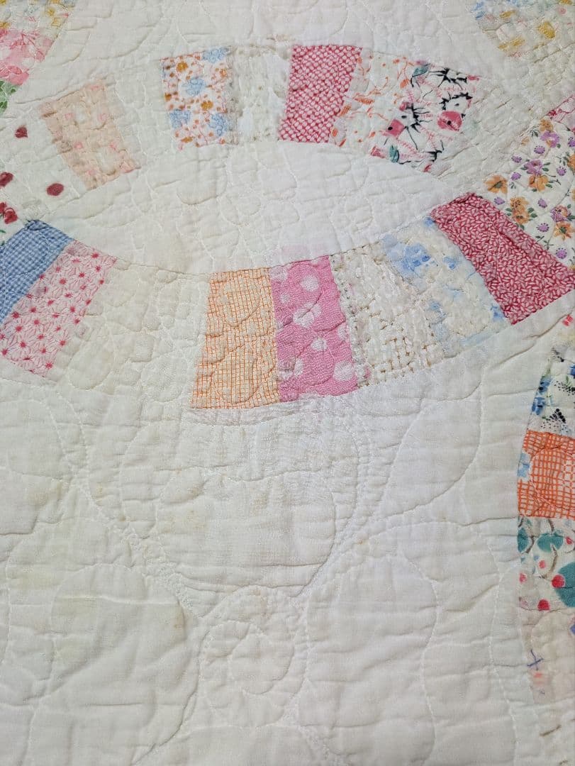 アンティークキルト　カット　ダブルウエディング　フィードサック