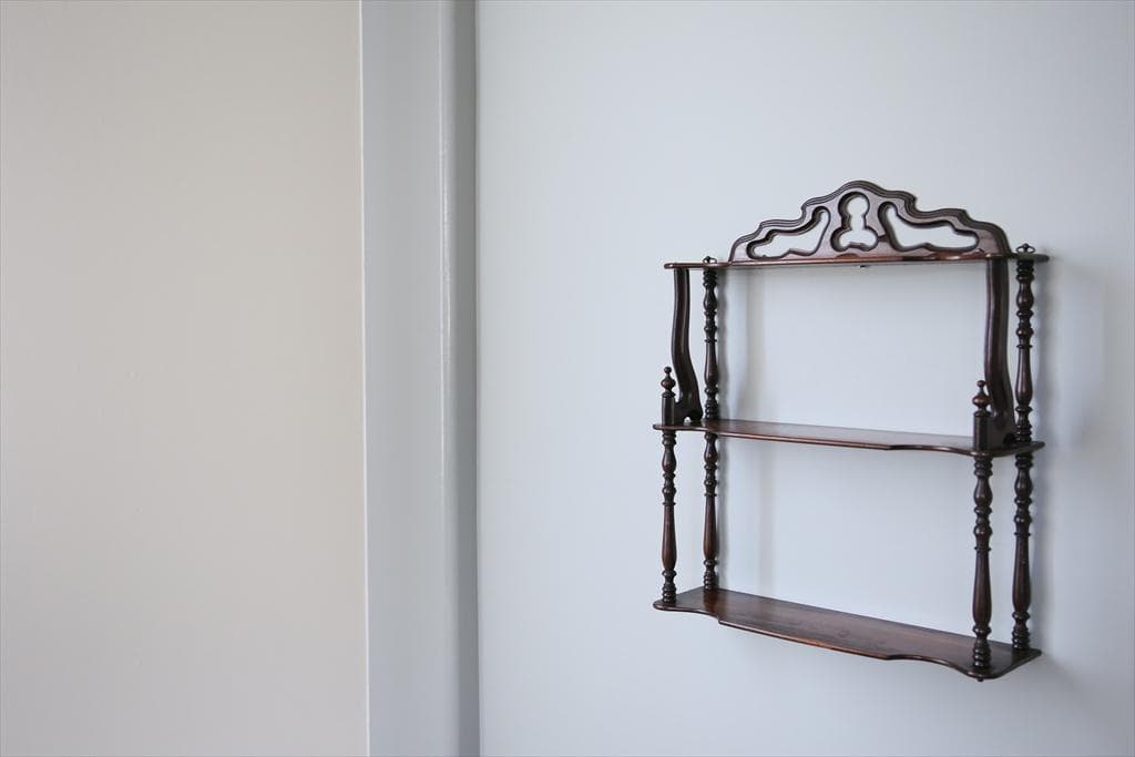 フランスアンティーク木製ウォールシェルフ/壁掛けラック/飾り棚(90-125-2