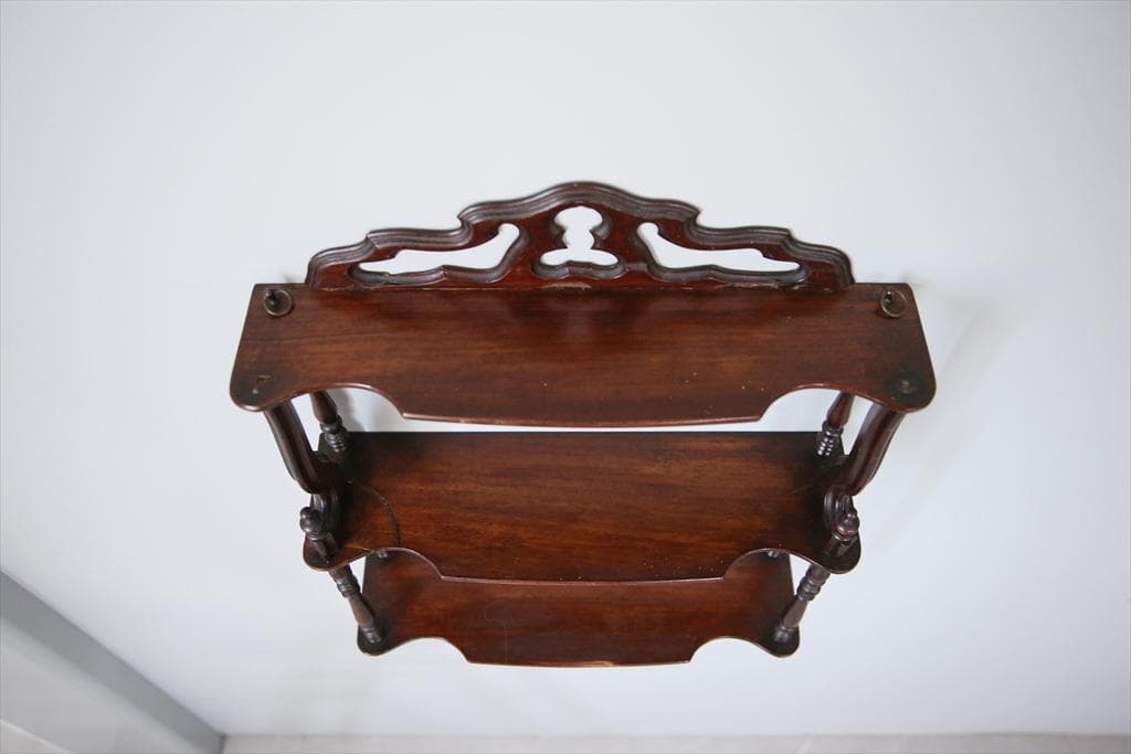 フランスアンティーク木製ウォールシェルフ/壁掛けラック/飾り棚(90-125-2