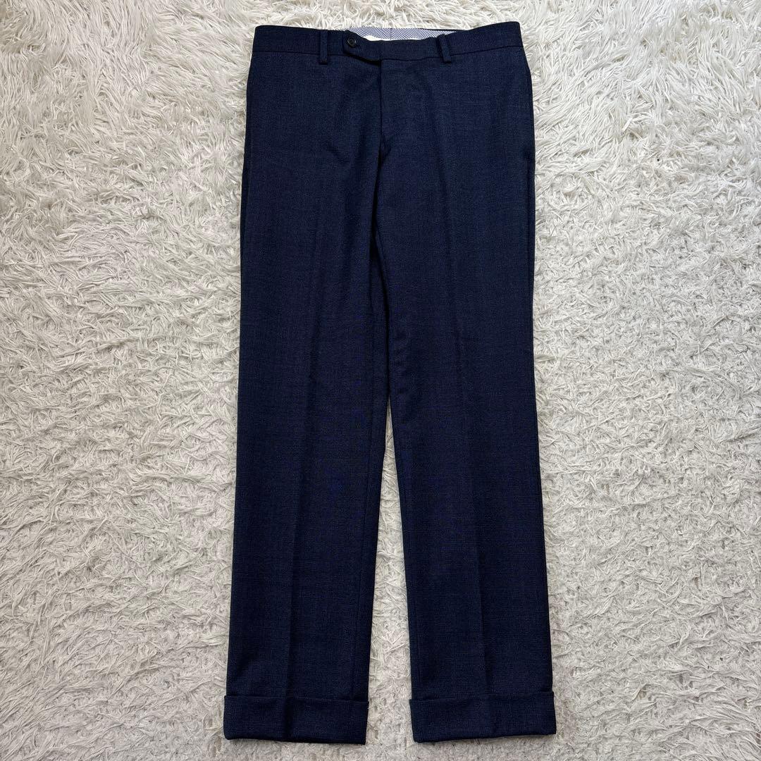 美品☆【タカキュー】ダブルベスト　ピンチェック　3ピース　ネイビー　Y4 S〜M