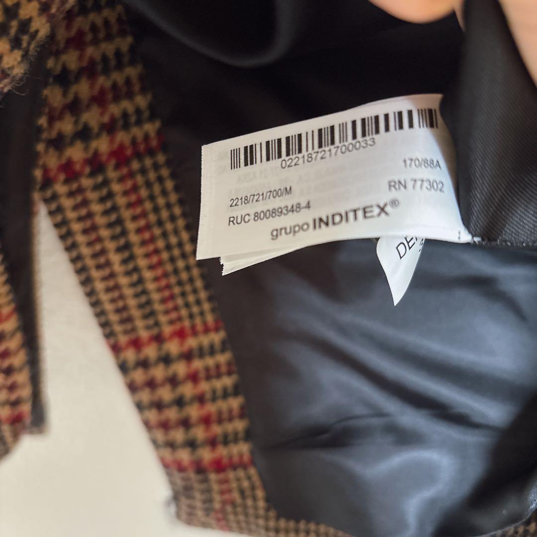 新品タグ付きzara zwコレクション ウール混紡チェック柄ブレザーコート