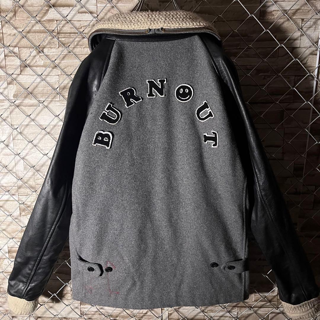 【激レア】BURNOUT 袖レザー　ウール　スタジャン　L takuya∞着用