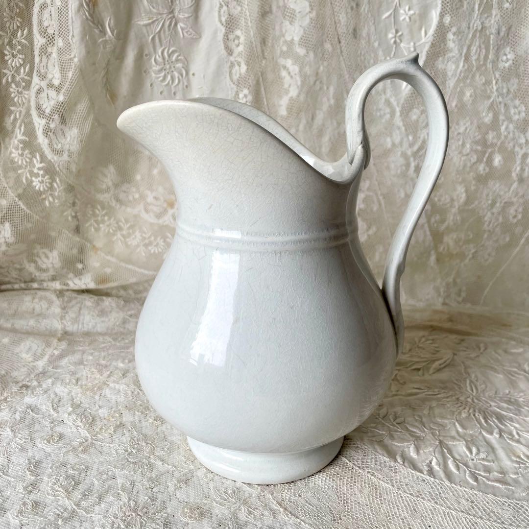 ショワジールロワ　白釉ピシェ　水差し　フラワーベース　フランスアンティーク