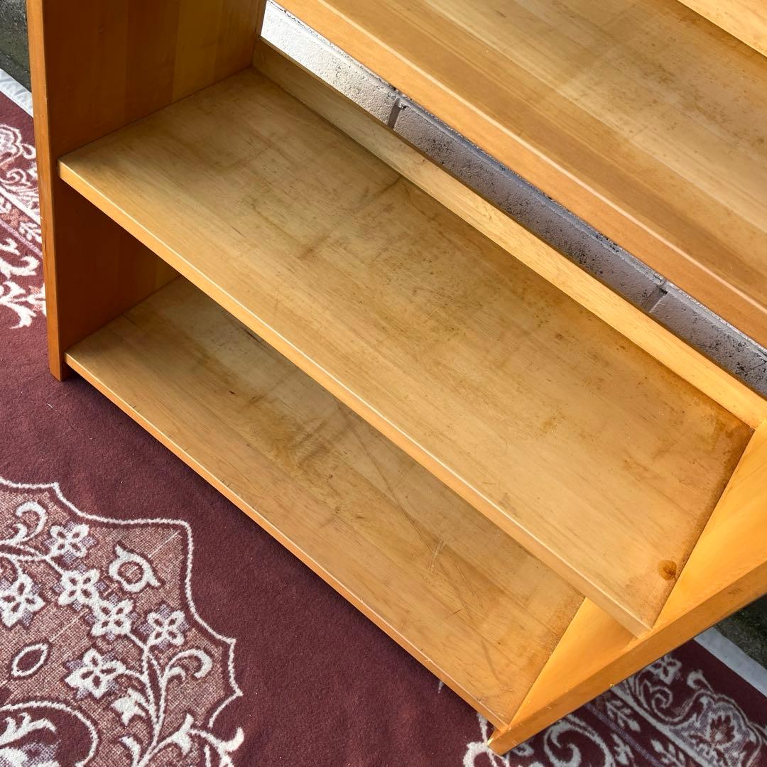 古家具ビンテージ品◾️木製無垢材 三段 ブックシェルフ 本棚 オープンラック