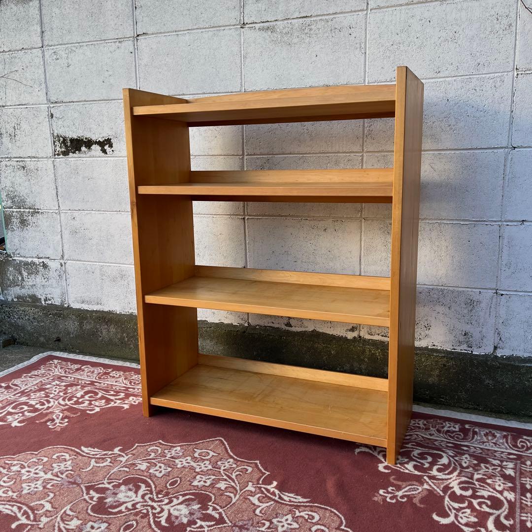 古家具ビンテージ品◾️木製無垢材 三段 ブックシェルフ 本棚 オープンラック