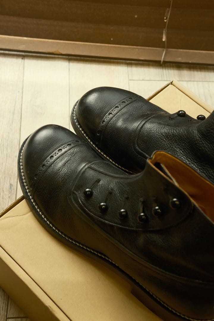靴 PICKER CLOTHING BUTTON BOOTS 8 1/2 BLK