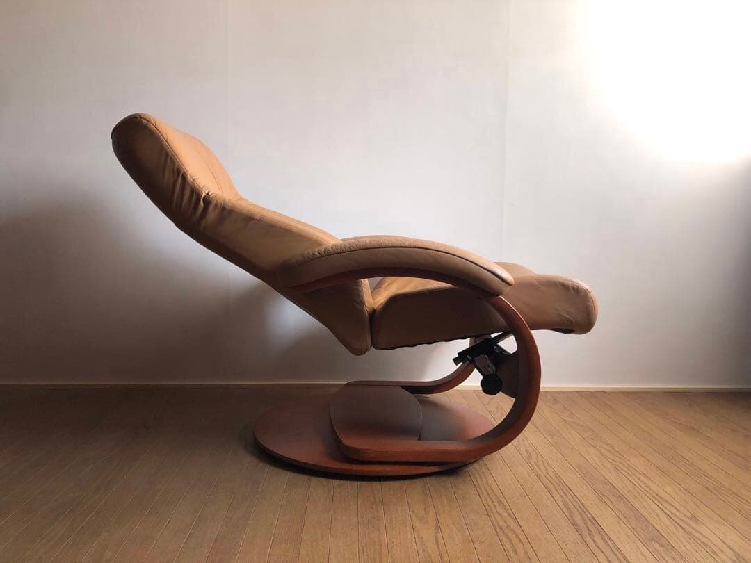 シモンズ フィヨルド リクライニング ラウンジソファ 回転式 本革張り 北欧家具