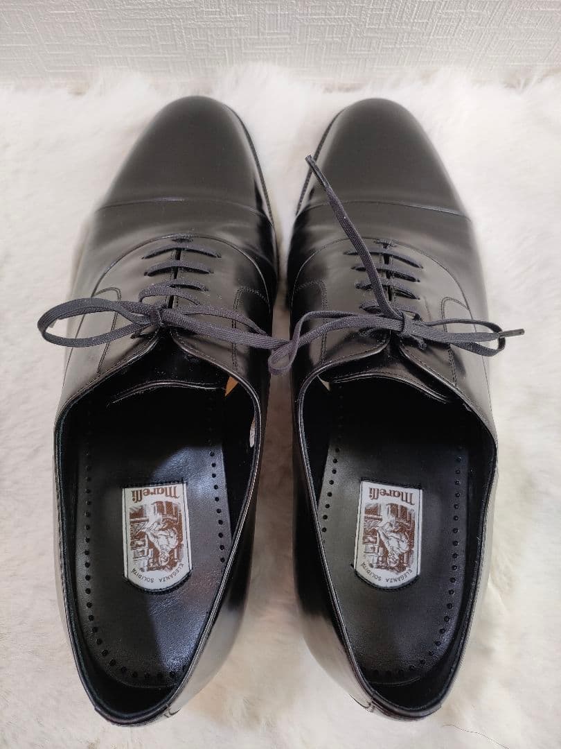 【未使用級】Marelli マレリー 本革 ストレートチップ 革靴 ブラック