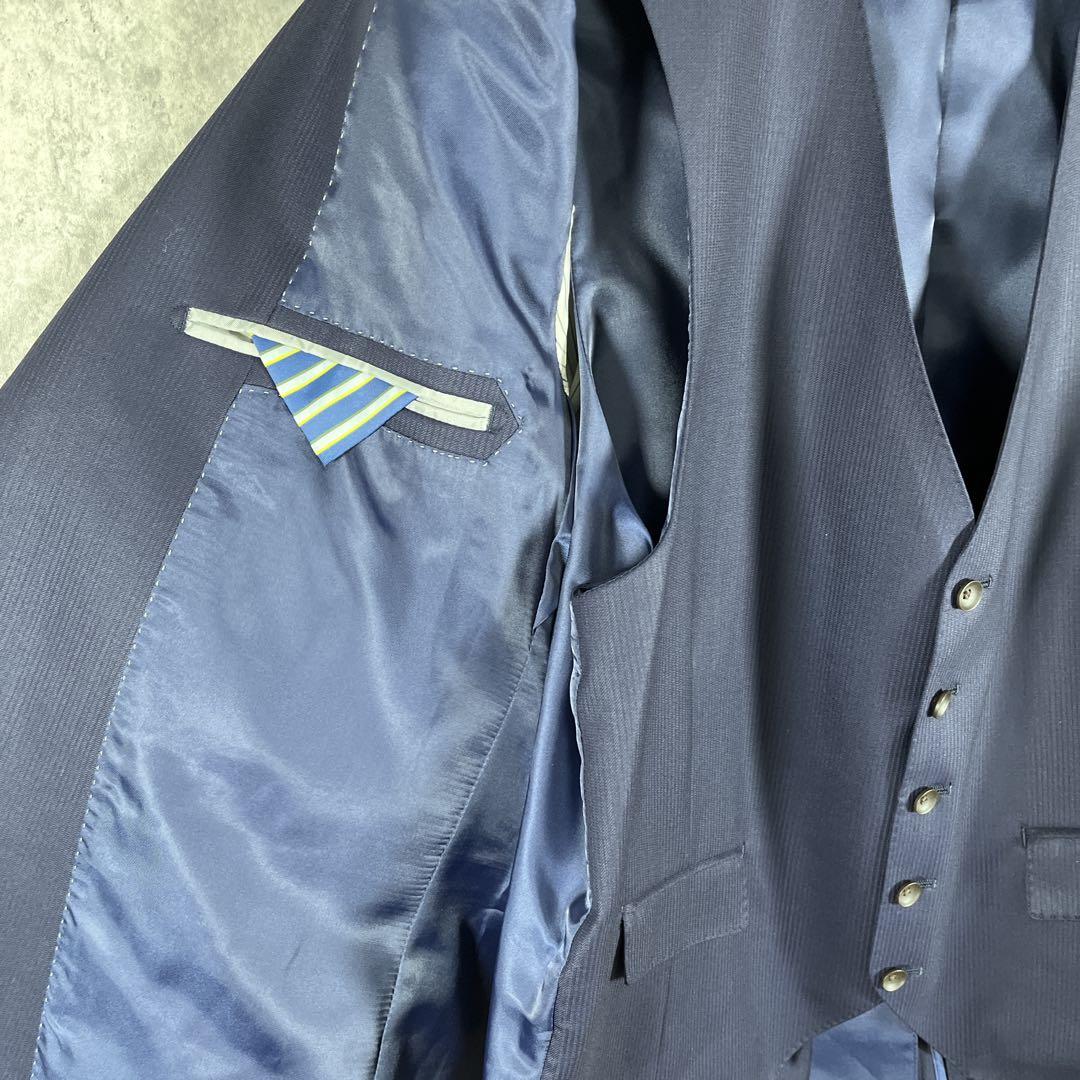 【新品タグ付き】パーソンズフォーメン 3ピース スーツ ネイビーストレッチ