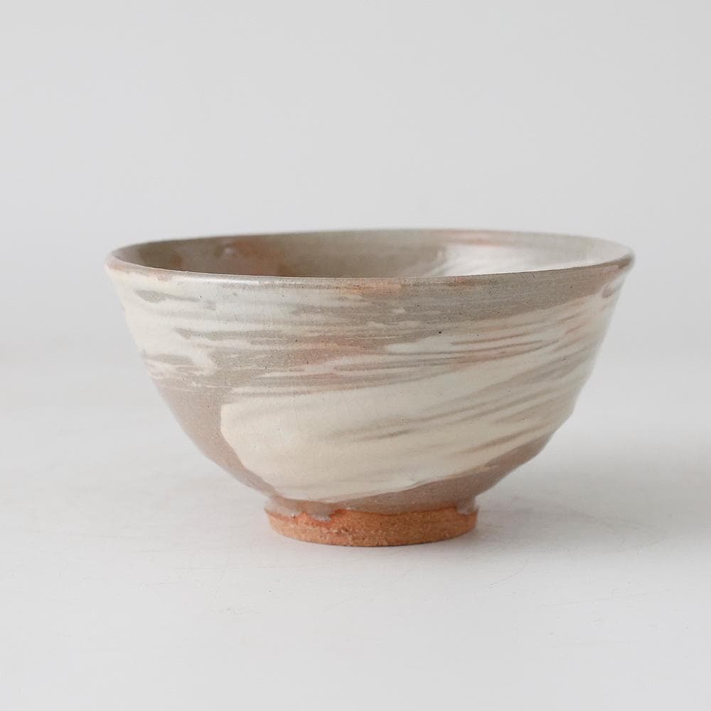 三光 紀州焼 葵窯々元 南枝庵（二代）寒川栖豊（司朗）刷毛目 茶碗 茶道具 共箱