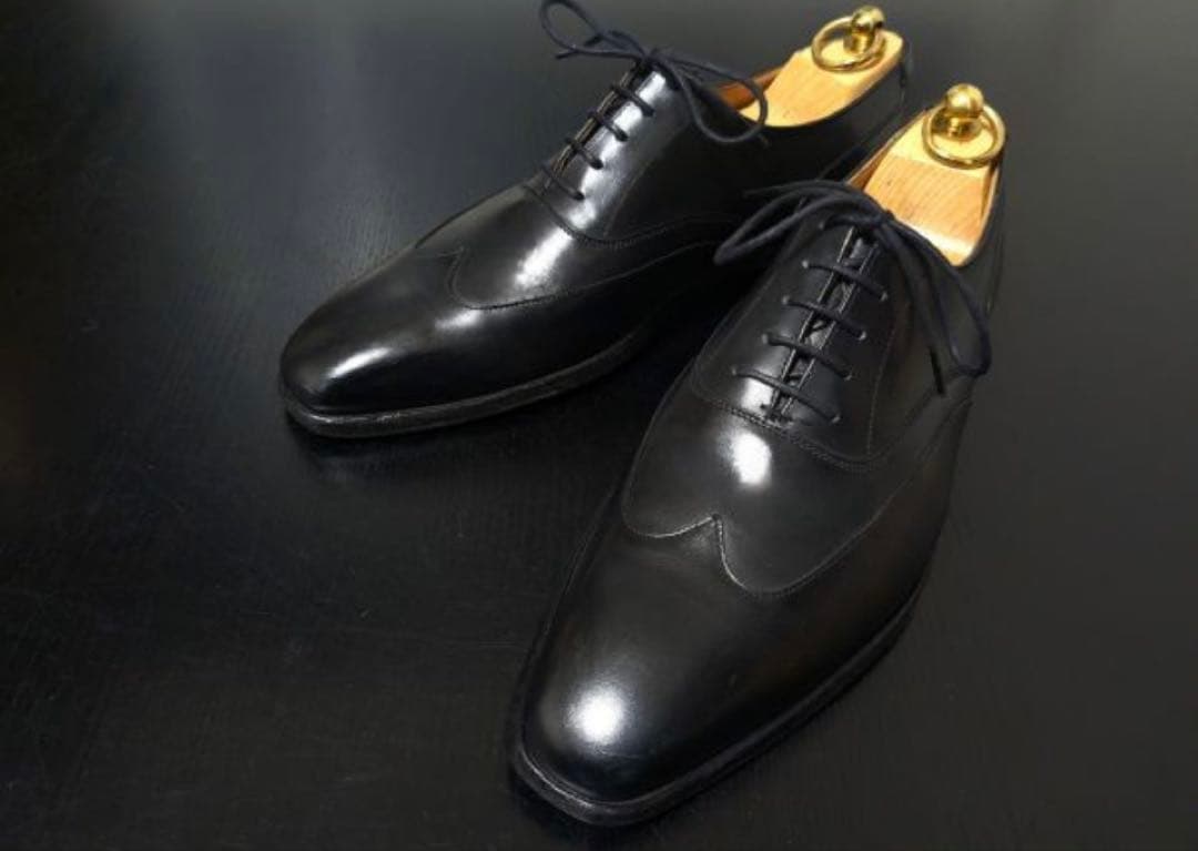 黒レザー ドレスシューズ ウィングチップ　クロケットジョーンズ　UK7,0E