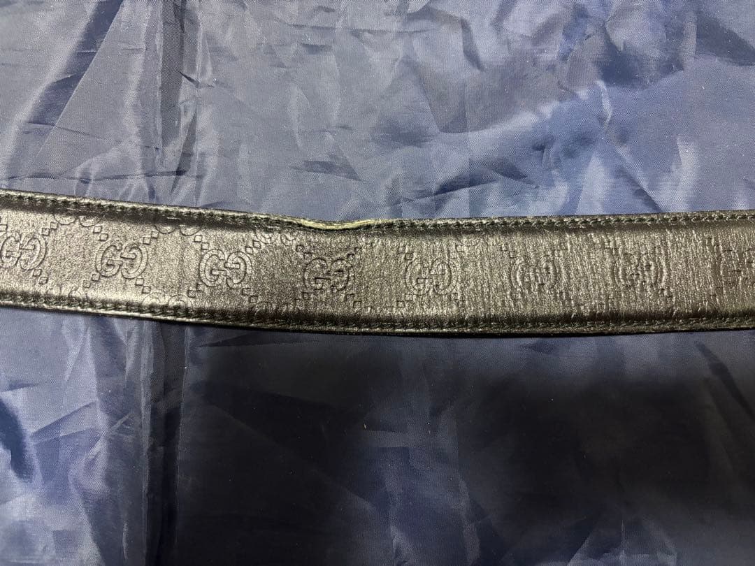 GUCCI グッチ ダブルG ベルト ブラック レザー 正規品 メンズ 使用感有