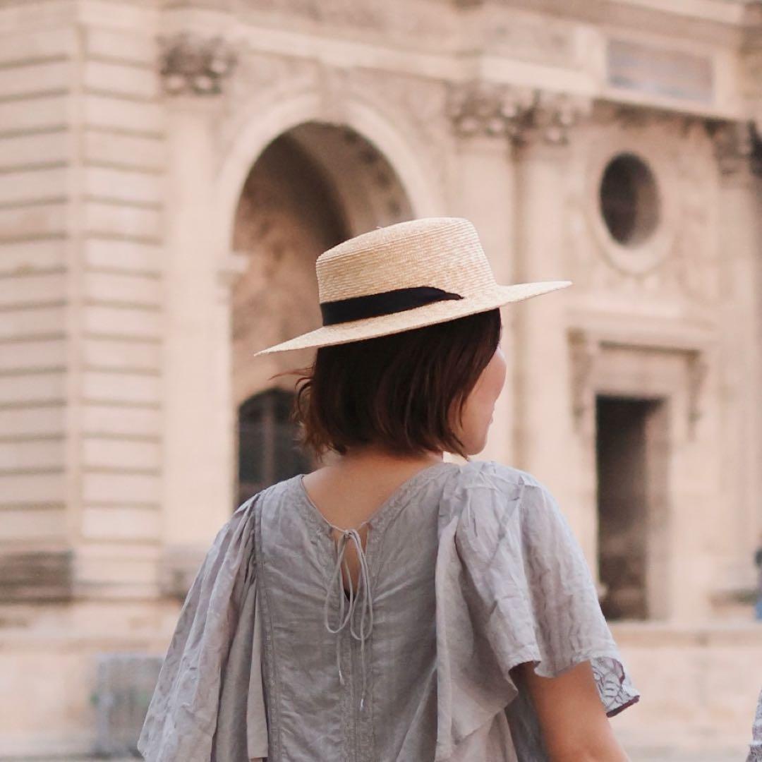 【美品】 wicagrocery 麦わら帽子 ストローハット ハグオーワー