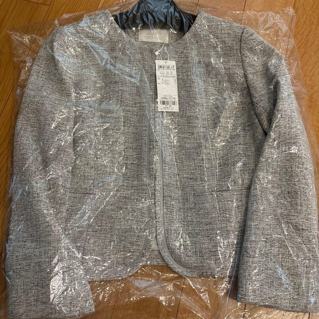 新品　エニィスィス　ミニライトボーダー ジャケット　グレー　サイズ2