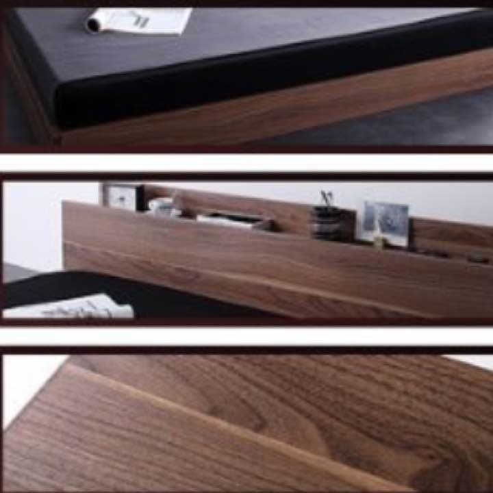 5つ棚・コンセント付きフロアベッド・ダブルコア  (ウォルナットブラウン)