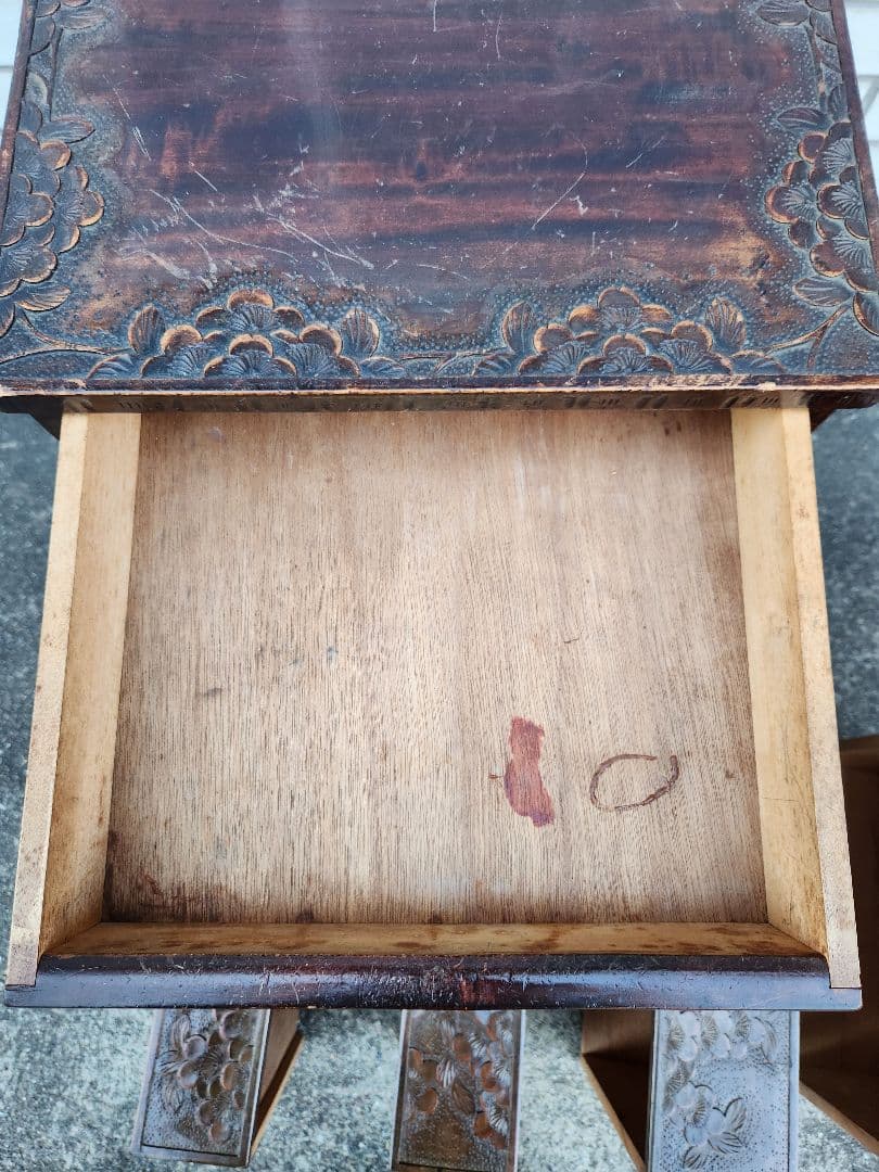 軽井沢彫　5段引出し　チェスト　桜