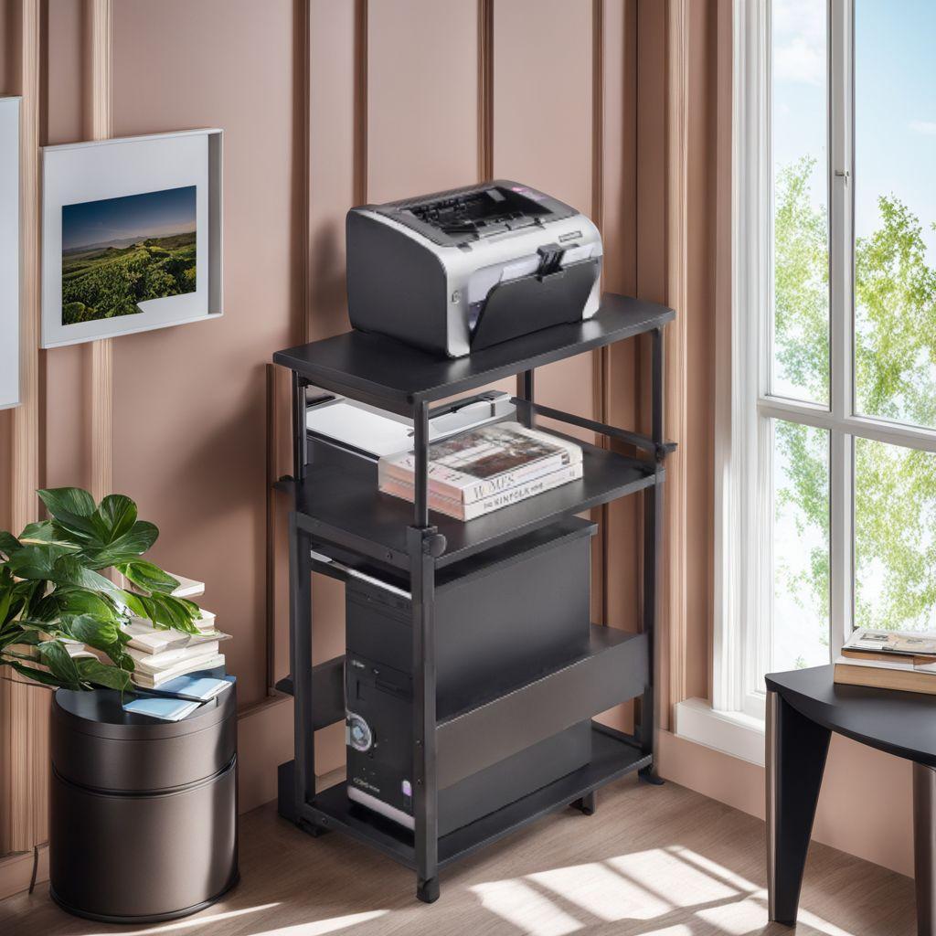 棚板 複合機ラック キャスター付き パソコンワゴン 昇降式