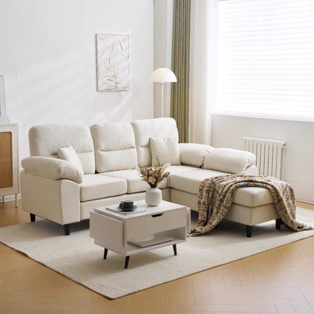 超人気！ ソファーセット 2-5人掛け クッション付き 肘付きWhite