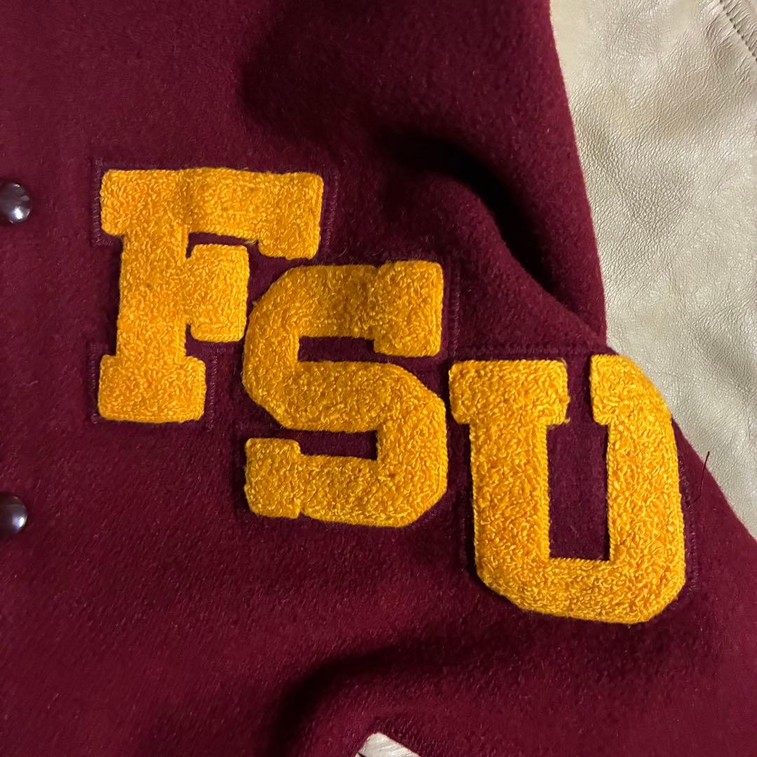 80s Matt's Jackets FSU カレッジ刺繍 スタジャン レザー袖