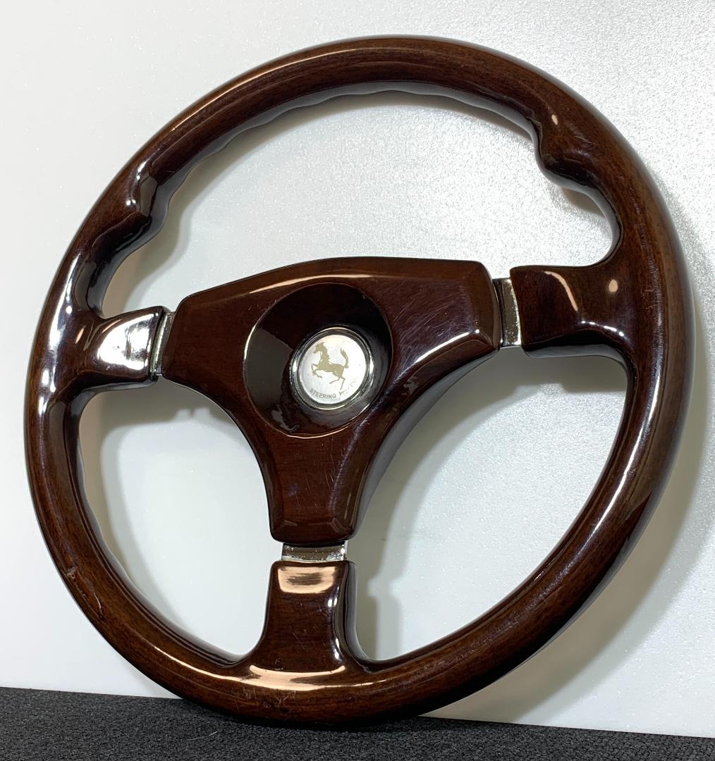 ダークブラウン ウッド ステアリング 35パイ センターパッド＆ホーンボタン付き