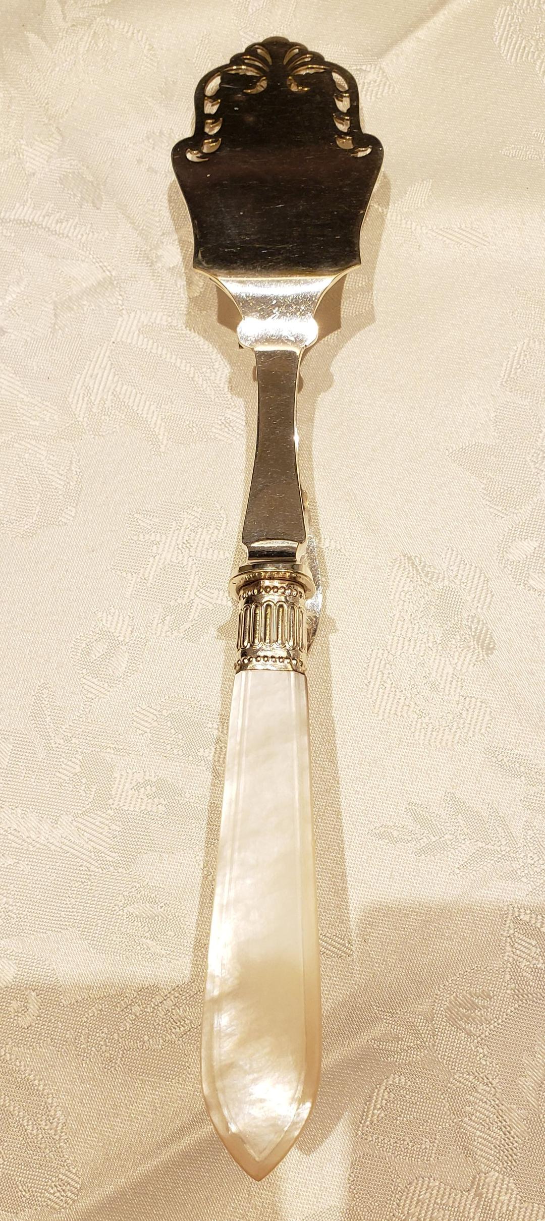 純銀P 特大 シルバー トング 白蝶貝 マザーオブパール アンティーク