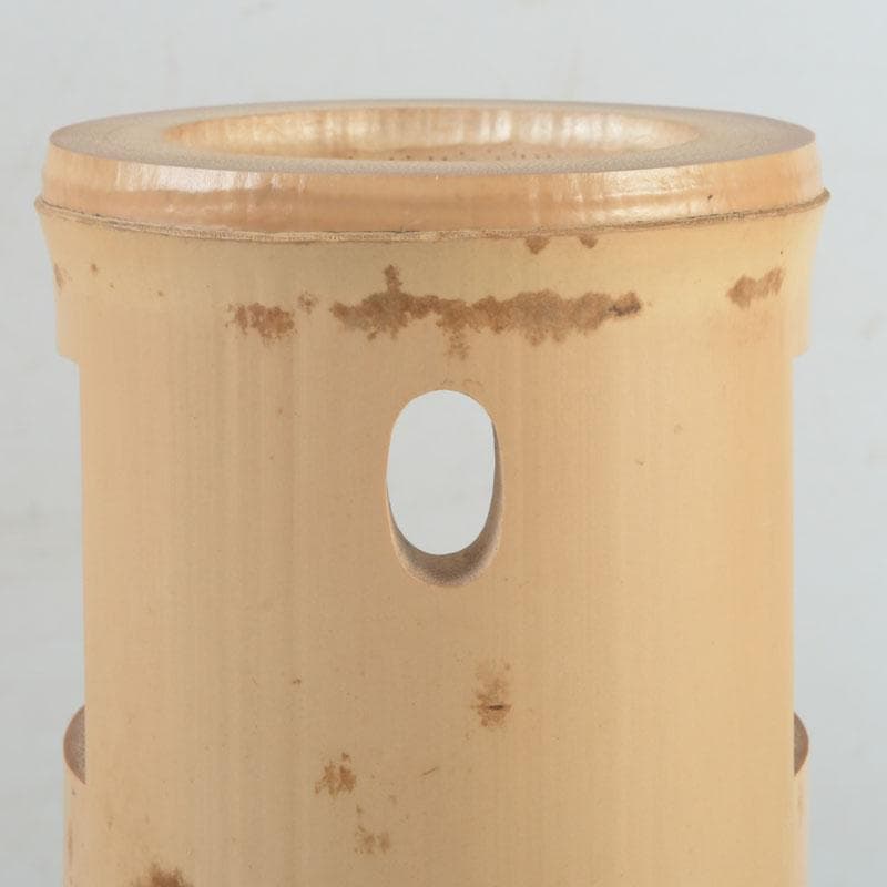 茶道具　淡完作　竹一重切花入　銘好日　紫野　長谷川寛州書付　共布共箱　V9747