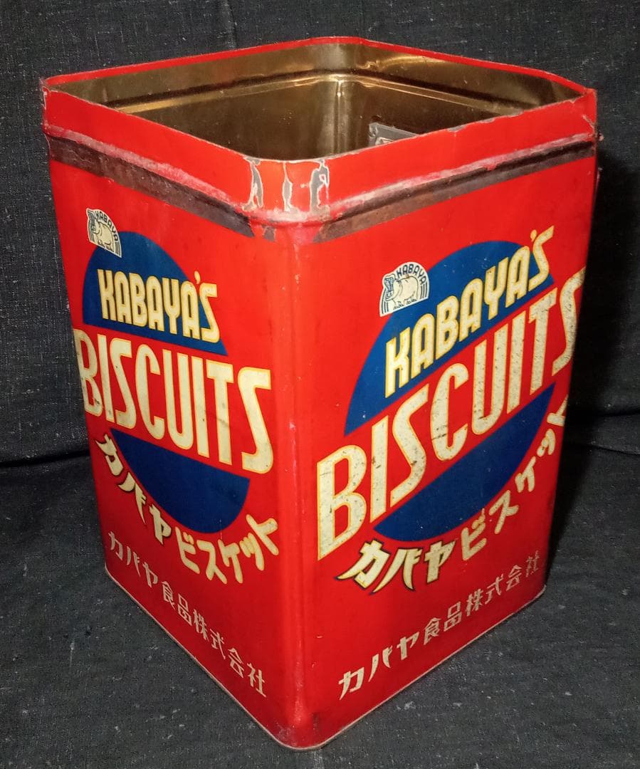 空き缶 カバヤ ビスケット 昭和レトロ ブリキ 一斗缶 駄菓子 お菓子 空ケース