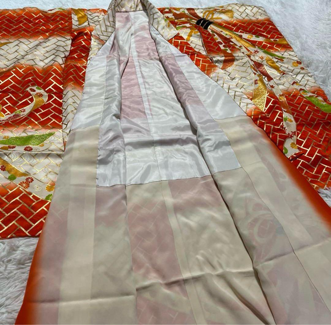 七五三　5歳　7歳　アンティーク　オレンジ　白