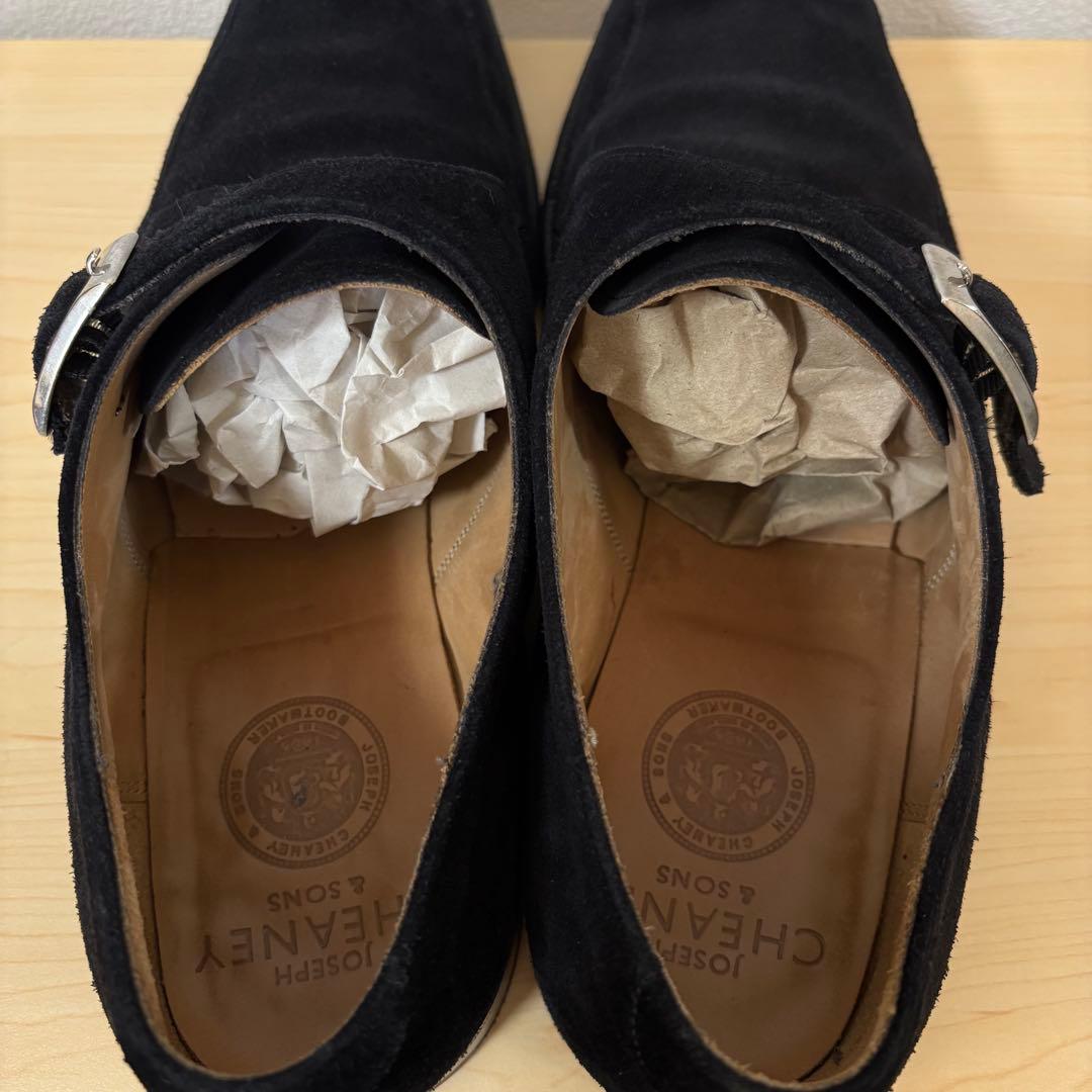 ジョセフチーニー　ブラック　スエード　シングルモンク　ドレスシューズ　メンズ