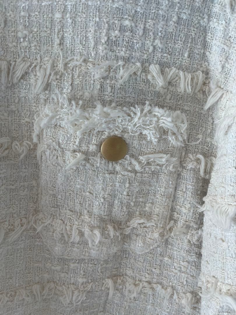 BARNEYS NEW YORK ツイード ノーカラー ジャケット