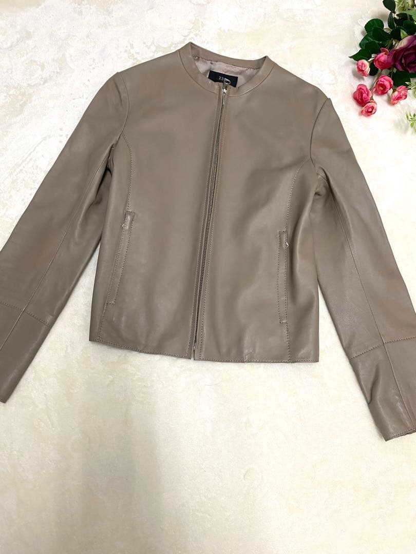 【ぴーちゃん さま専用】23区 シープレザー ノーカラージャケット25周年モデル