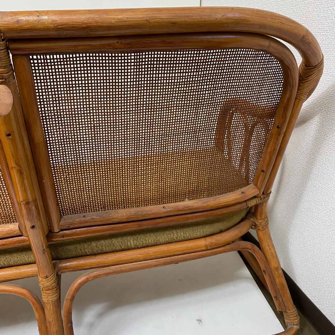 ★ラタン調 二人掛け椅子 レトロ 昭和 アンティーク ヴィンテージ 家具