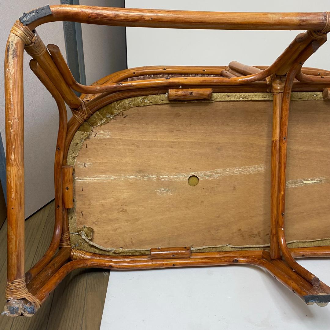 ★ラタン調 二人掛け椅子 レトロ 昭和 アンティーク ヴィンテージ 家具