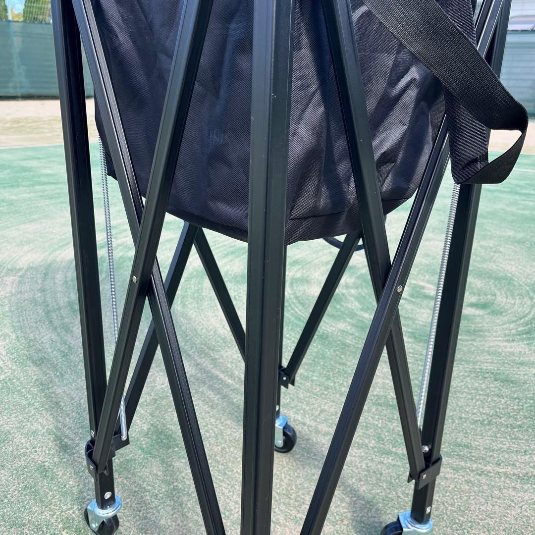 【美品】折りたたみ式 テニスボールバスケット キャスター付き ブラック　カート