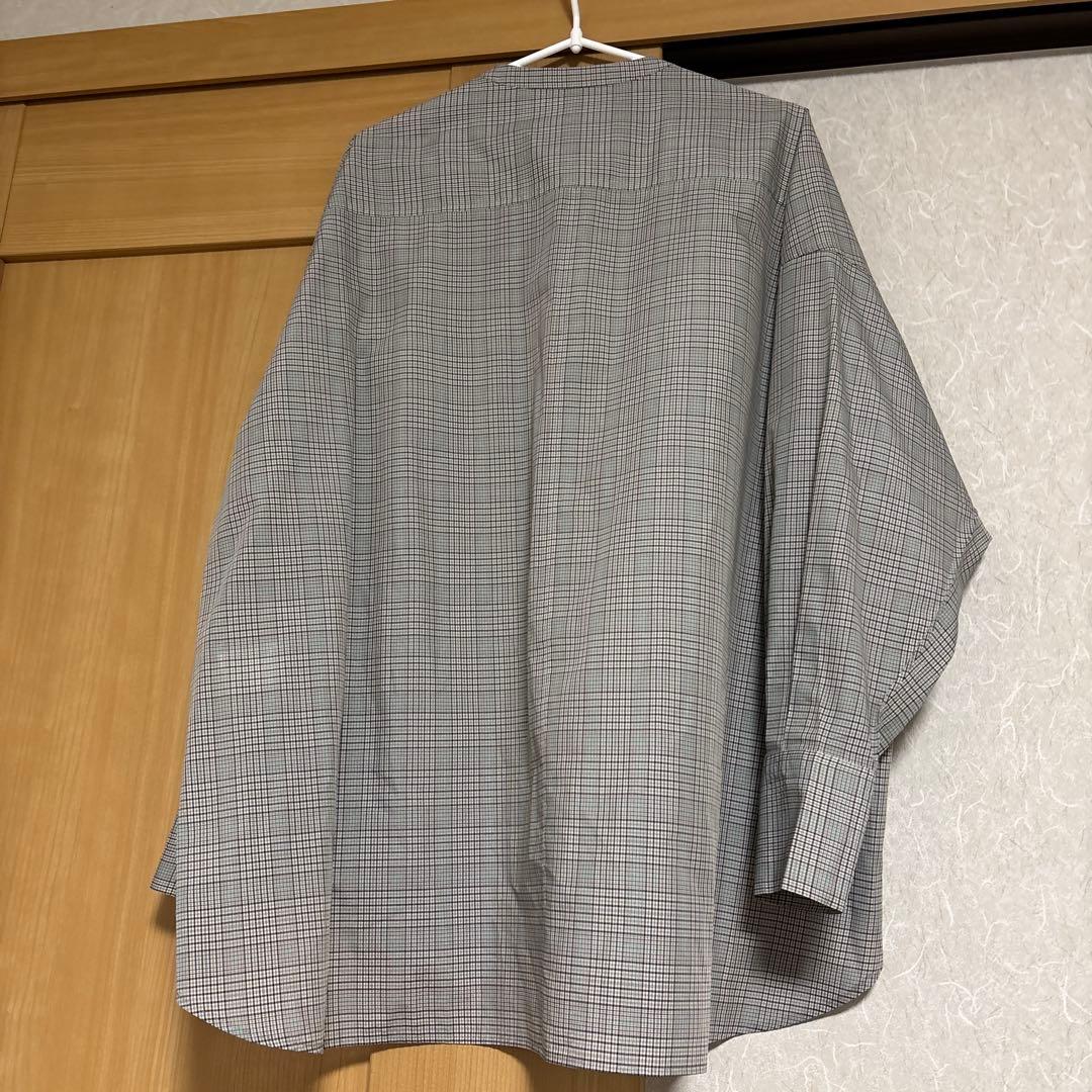 OHGA グレー系チェック リボン付き長袖シャツ